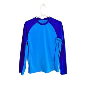 REI Men's M Shirt Long Sleeve Light Blue/Dark Blue Polartec Stretch